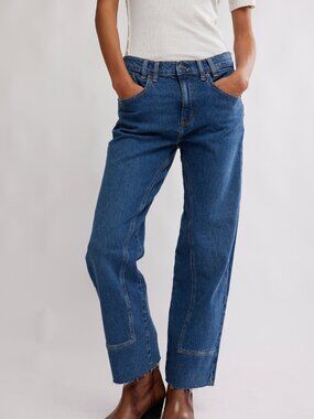 NWT Free People Risk Taker Mid-Rise Straight in Be Bold
